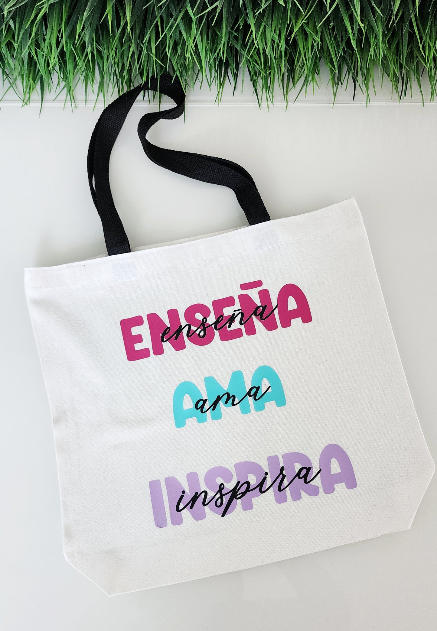 Set Tote Bag y Makeup Bag Enseña, Ama, Inspira