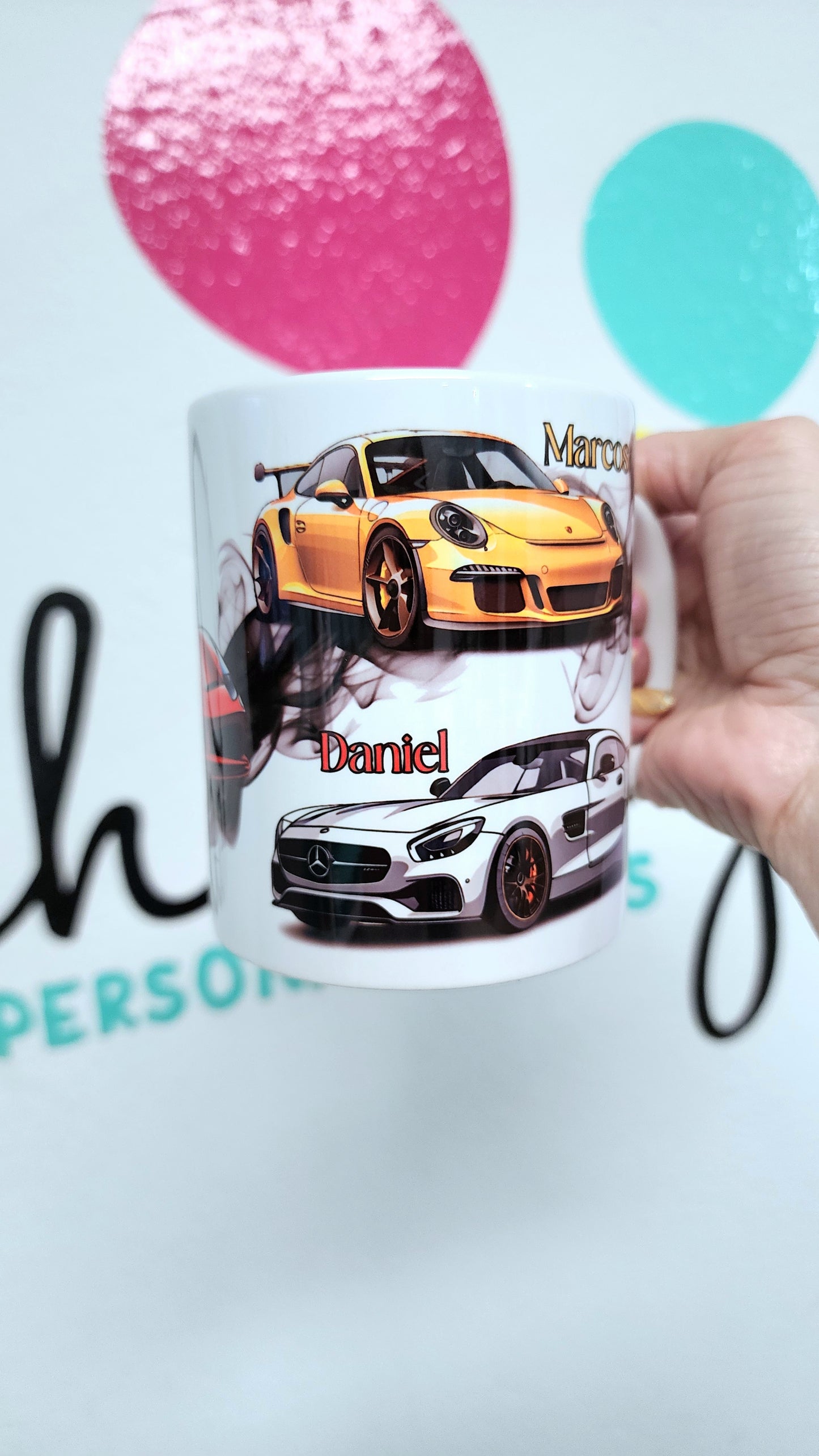 Taza Carros Personalizada con nombre